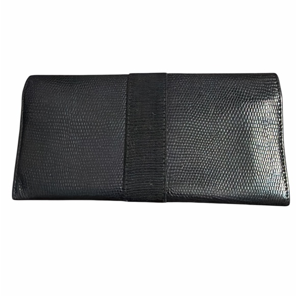 Salvatore Ferragamo Vara Bow Lizard-Embossed Long Wallet - Black - Picture 2 of 8